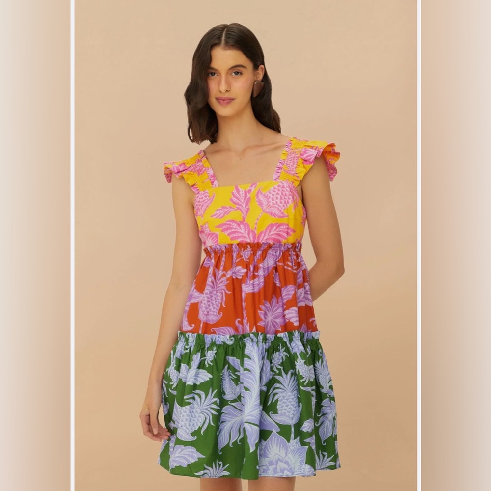Farm Rio Tropical Swing Mix Mini Dress size XXS - Picture 3 of 6